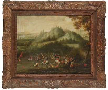 École ITALIENNE vers 1650 Choc de cavalerie
Panneau de pin
33 x 41 cm