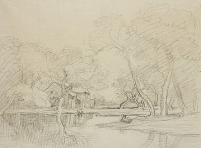 Louis CABAT (1812-1893) Ferme en sous bois
Crayon sur papier
22 x 29 cm (à vue)
Prov....
