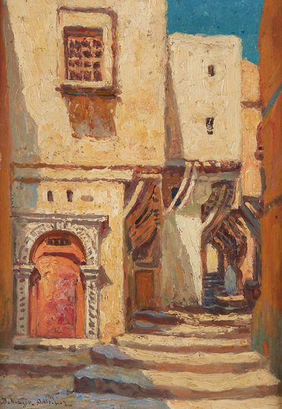 Paul BELLANGER-ADHEMAR (1868-1948) Vue d'une rue en orient
Huile sur toile signée...
