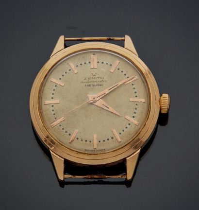ZENITH Automatic model, circa 1960.
WATCH in pink gold 750 mm, ivory-coloured patinated...