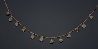  NECKLACE composed of twelve engraved stone...
