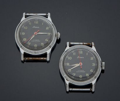 null LOT OF TWO RARE STEEL WATCHES, FRENCH ARMY, GERMAN MANUFACTURE. 
 STOWA, 40s-50s...