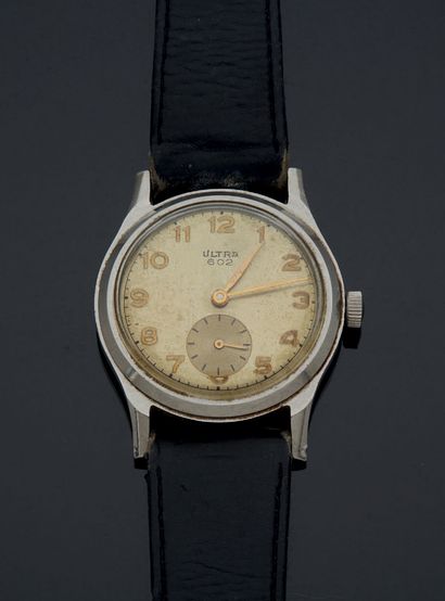 ULTRA 602. Steel man's watch, champagne dial, Arabic numerals, baton hands, mechanical...