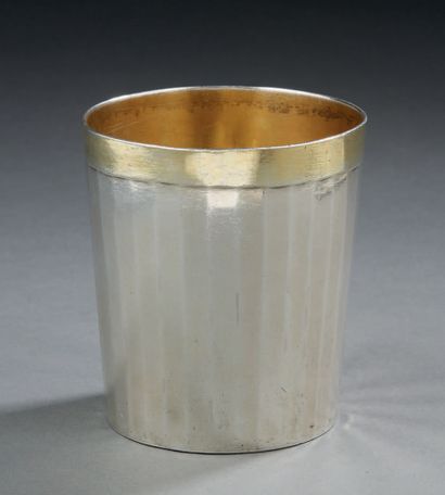 null * A silver and silver-gilt NECESSARY TIMBAL, the truncated cone-shaped body...