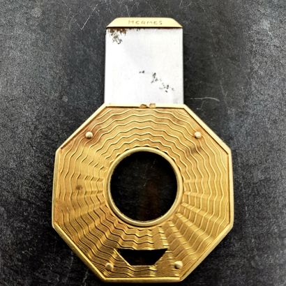 HERMES, Paris. CIGAR CUTTER (in steel) in pink gold 750 mm in the shape of a hexagon...