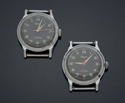 null LOT DE DEUX RARES MONTRES EN ACIER, ARMÉE FRANÇAISE, FABRICATION ALLEMANDE.
STOWA,...