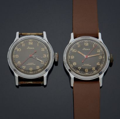 null LOT OF TWO STEEL WATCHES, French army, German made.
STOWA, 40s-50s for the army...