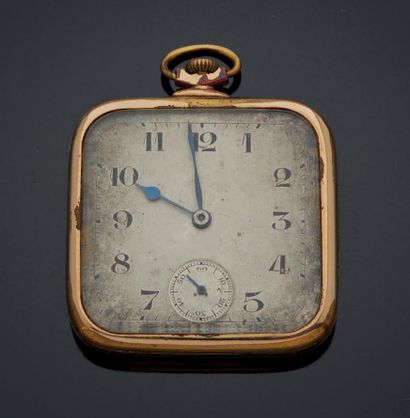 UNIC Original gilt metal television pocket watch, white dial with a patina of age,...