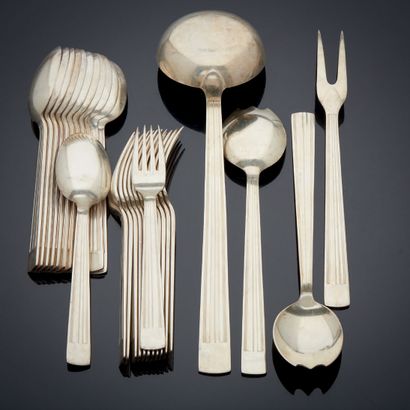 CHRISTOFLE Part of a silver plated cutlery set consisting of twelve place settings...