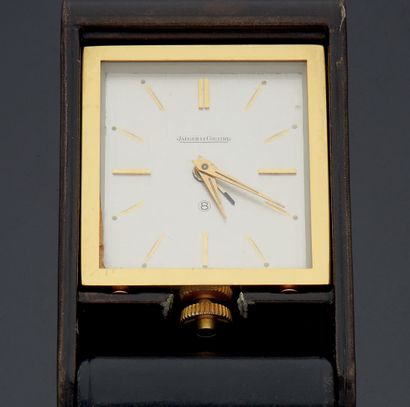 JAEGER-LECOULTRE, 1970. Model H83-472.
Travelling alarm clock in plated metal, steel...