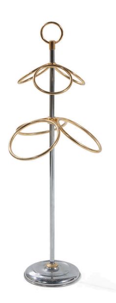 TRAVAIL FRANÇAIS Porte parapluie en métal chromé et doré
H : 105 cm