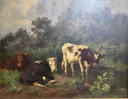 null Aymar Alexandre PEZANT (1846-1916)

Vaches au pré

huile sur toile, signée en...