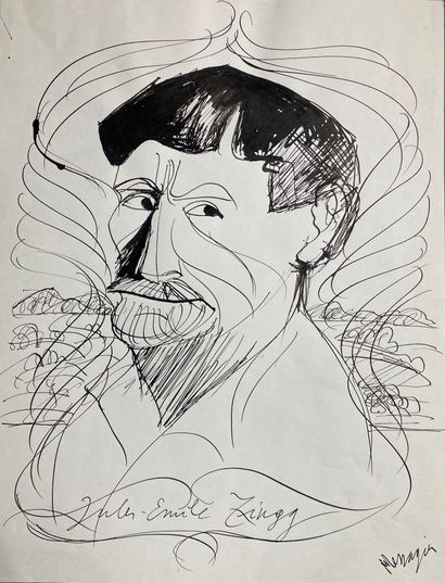 null Jean MESSAGIER (1920-1999)

Portrait of Jules Emile Zingg

Ink on paper, signed...