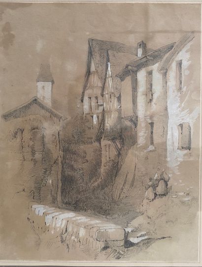 null French school of the 19th century

View of an animated village

Pencil and chalk...