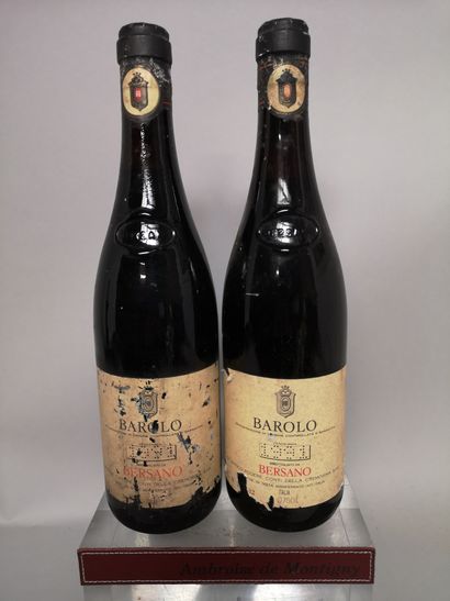 null 
2 bouteilles BAROLO - BERSANO 1991


Etiquettes abimées et tachées. 

