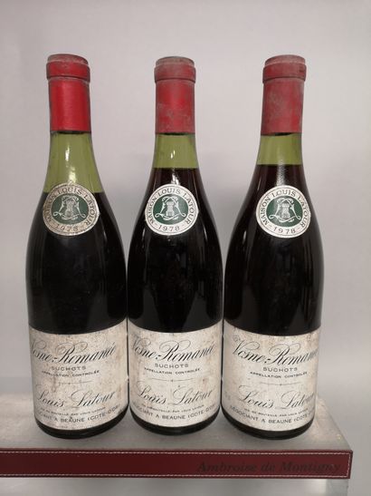 null 
3 bouteilles VOSNE ROMANEE ""Les Suchots"" - Louis LATOUR 1978
Etiquettes légèrement...