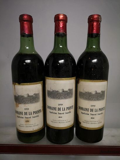 null 3 bouteilles Domaine de LA POINTE - Pomerol 1959 

Etiquettes légèrement tachées...