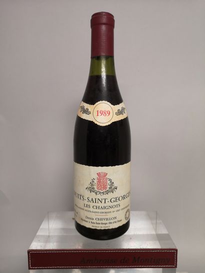 null 
1 bouteille NUITS St. GEORGES 1er cru ""Les Chaignots"" - Denis CHEVILLON 1989
Etiquette...