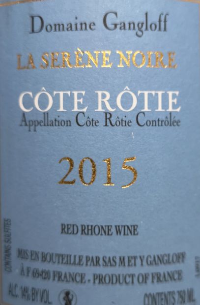 null 1 bouteille CÔTE RÔTIE ""La Serène noire"" - Domaine GANGLOFF 2015