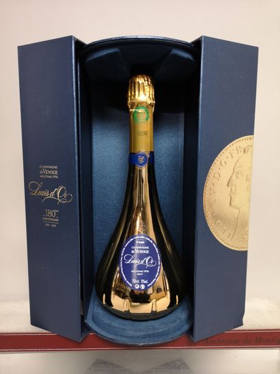 null 
1 bouteille CHAMPAGNE De VENOGE ""Louis d'Or"" 180e anniversaire 1996


En...