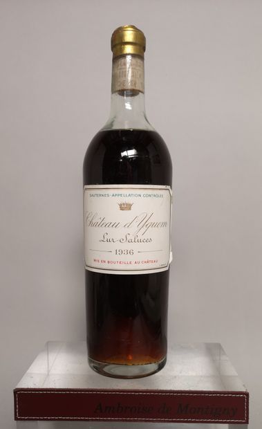 null 
1 bouteille Château D'YQUEM - 1er Gc supèrieur - Sauternes 1936
niveau mi-épaule,...