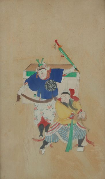 CHINE Celebration figures.
Set of four gouaches on paper.
Late 19th century
Dim....