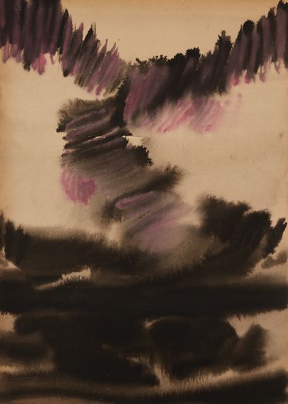T'ANG HAYWEN (TANG HAIWEN) (1927-1991) Trois aquarelles abstraites sur papier.
Une...