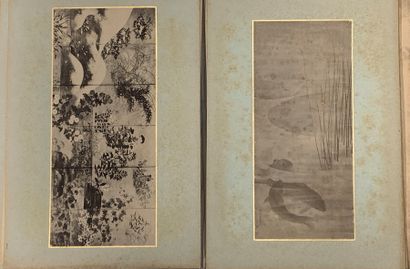 JAPON Suite of eleven printing sheets on paper with various naturalist decorations,...