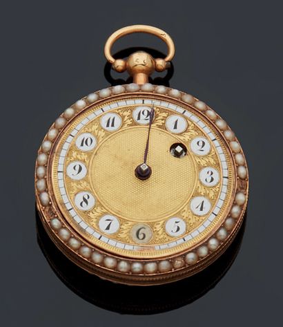 H. CAPT, GENÈVE Pocket watch in yellow gold 750 mm.
Dial with gold background (glass...