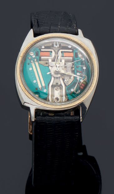 BULOVA Accutron model.
Famous resonance model, white dot and stick markers on the...