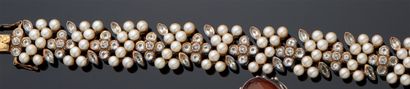null BRACELET souple en alliage d'or 375 mm composé de motif floraux de perles et...