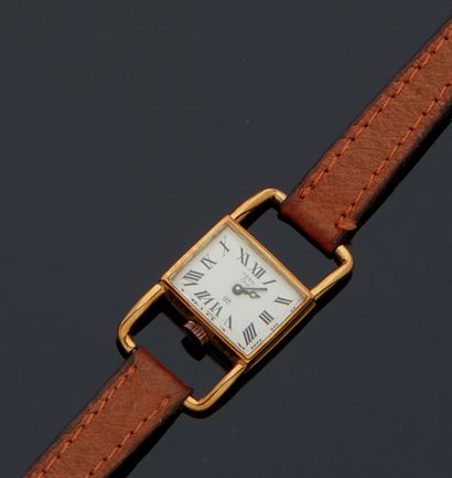 FRED, PARIS. 
Stirrup model. Ladies' watch in gold, square dial with white background,...