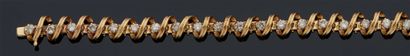 null 585 mm gold alloy BRACELET forming a line of swirling gadroons interspersed...
