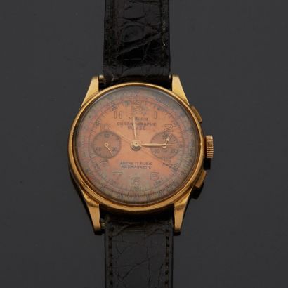 null CHRONOGRAPHE SUISSE

Montre bracelet d'homme chronomètre en or jaune 18K (750),...