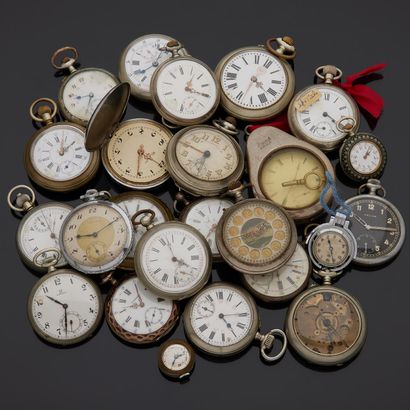null Important ensemble de vingt-deux montres de gousset.

Epoque XIX-XXe siècle.

(accidents...