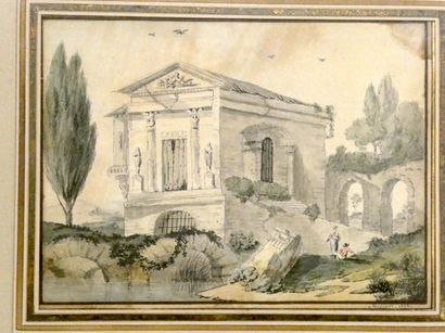 null Ecole Française du XIXè siècle

Vue d'un temple grec

Aquarelle et lavis d'encre,...