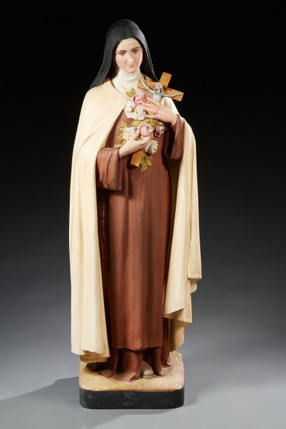 null Grande statue en platre polychrome représentant "Sainte Thérèse de Lisieux"

H...