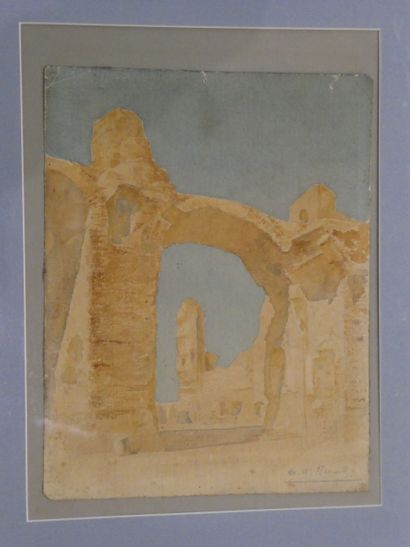 null M A BERNARD

"Ruines antiques"

Aquarelle signée en bas à droite

30,5 x 23,5...