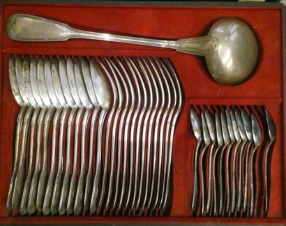 null Household in a box composed of: 12 silver cutlery, 11 small silver spoons and...