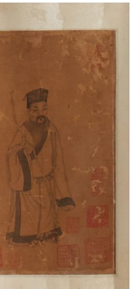 CHINE Scroll of a collection of reviews on a portrait of SU Dongpo and a calligrapher...