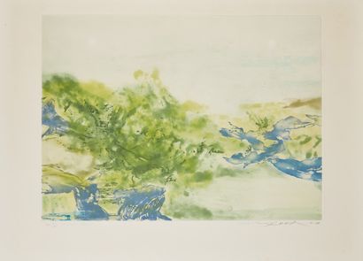 ZAO WOU-KI (1921-2013) Lithographie couleurs sur papier
Signée en bas à droite, datée...