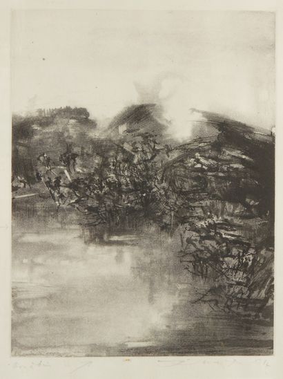 ZAO WOU-KI (1921-2013) Lithograph on paper
Signed.
Dim : 30 x 23 cm