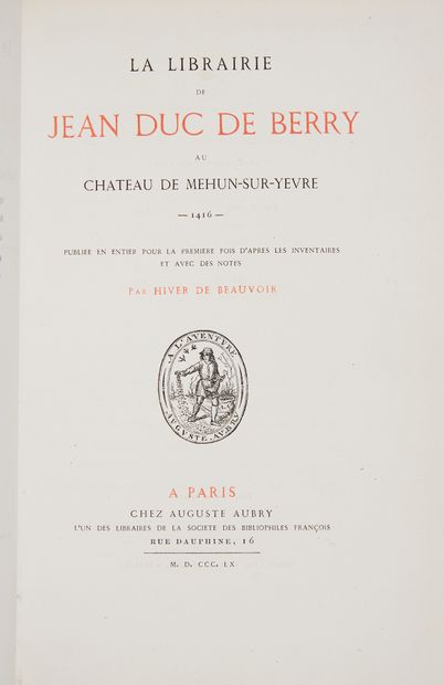 null [THE BARN HARE]. HIVER DE BEAUVOIR, Alfred. La Librairie de Jean duc de Berry...