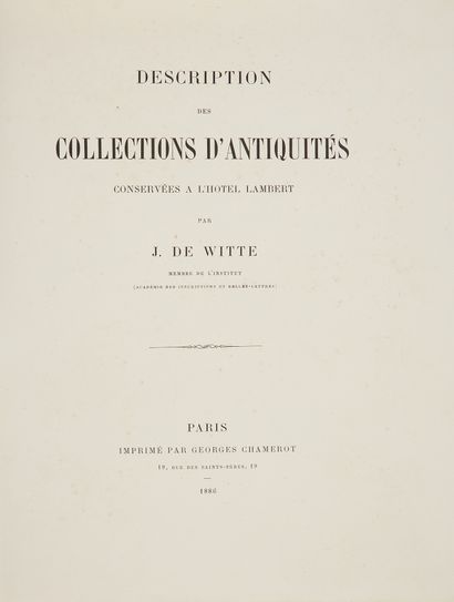 null [ANTIQUITIES]. WITTE, J. de. Description des Collections d'Antiquités conservées...