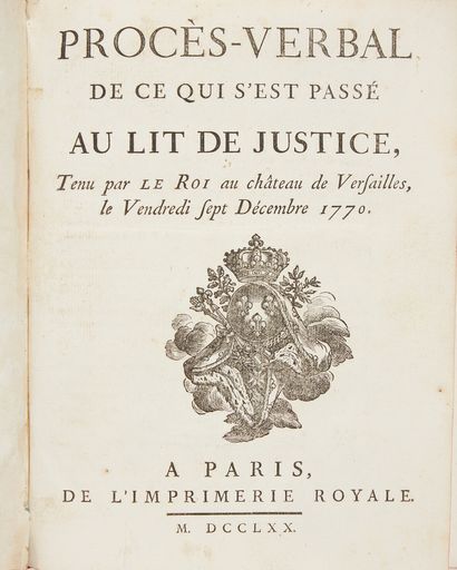 null LIT DE JUSTICE ET PARLEMENT DE PARIS]. Factitious collection of minutes. Paris,...
