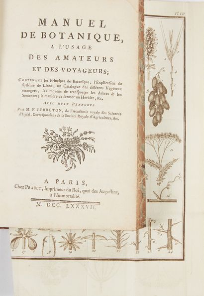 LEBRETON. Manuel de botanique, à l'usage des amateurs et des voyageurs. Paris, Prault,...