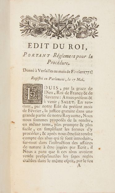 null [DROIT]. Ensemble de cinq traités et plaquettes sur la Procédure. 1771 - 1772....