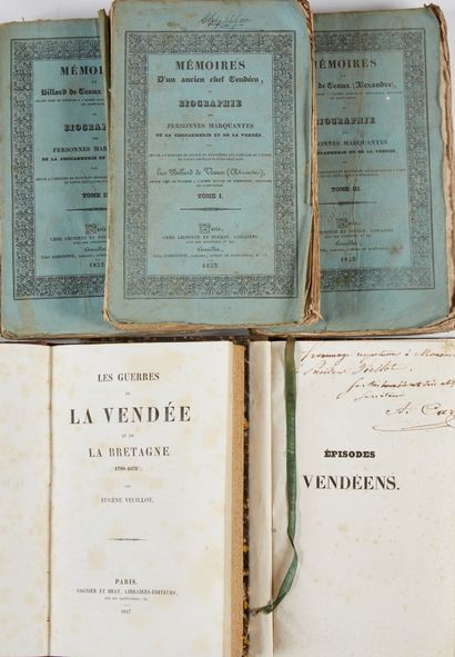 [Vendée] Ensemble de 5 vols in-8 :
- BILLARD DE VEAUX, Alexandre. Mémoires ou biographies...