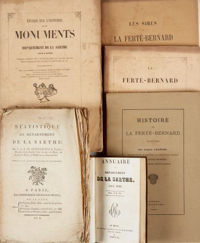 [SARTHE]. 6 vols et plaquettes :
- AUVRAY. Statistique du département de la Sarthe....