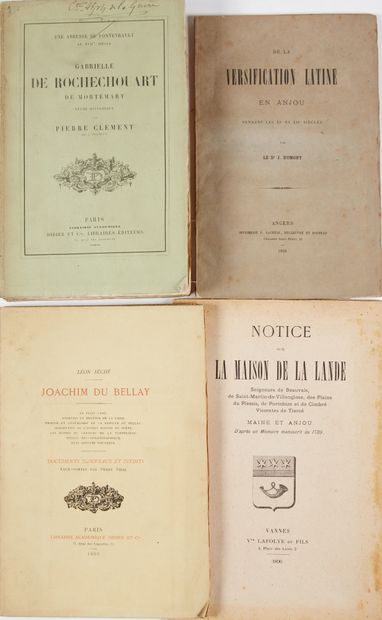 [ANJOU]. Ensemble de 4 volumes.
- CLEMENT, Pierre. Gabrielle de Rochechouart de Montemart....